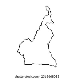 Vector Illustration of Outline Map of Cameroon in black with Transparent background (PNG).