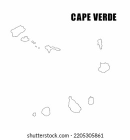 Vector illustration of outline map of Cape Verde. High-detail border map. Silhouette of a country map isolated on a white background. Map for infographic and geographic information.