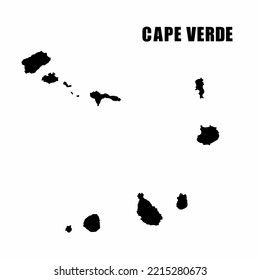 Vector illustration of outline map of Cape Verde. High-detail border map. Silhouette of a country map isolated on a white background. Map for infographic and geographic information.