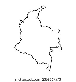Vector Illustration of Outline Map of Colombia in black with Transparent background (PNG).