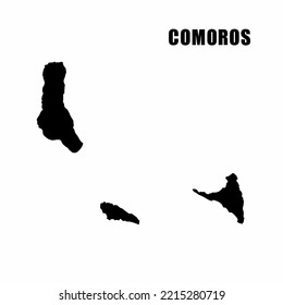 Ilustración vectorial del mapa esquemático de las Comoras. Mapa de borde de alto detalle. Silhouette de un mapa del país aislado en un fondo blanco. Mapa para información infográfica y geográfica.