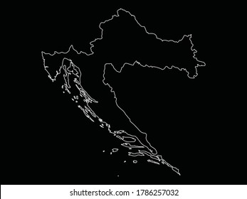 vector illustration of Outline Map of Croatia on Black background