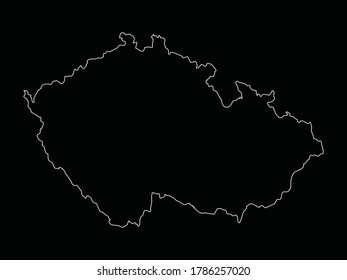 vector illustration of Outline Map of Czech Republic on Black background