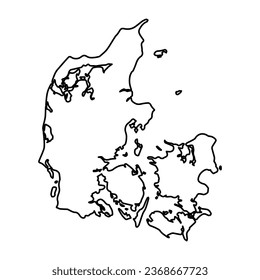 Vector Illustration of Outline Map of Denmark in black with Transparent background (PNG).