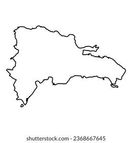 Vector Illustration of Outline Map of Dominican Republic in black with Transparent background (PNG).