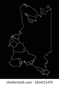 vector illustration of Outline map of East Europe countries on black background