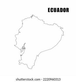 Vector illustration of outline map of Ecuador. High-detail border map. Silhouette of a country map isolated on a white background. Map for infographic and geographic information.