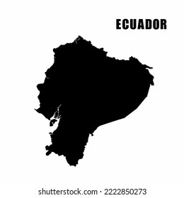 Vector illustration of outline map of Ecuador. High-detail border map. Silhouette of a country map isolated on a white background. Map for infographic and geographic information.