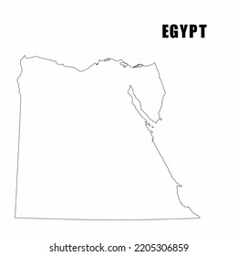 Ilustración vectorial del mapa esquemático de Egipto. Mapa de borde de alto detalle. Silhouette de un mapa del país aislado en un fondo blanco. Mapa para información infográfica y geográfica.