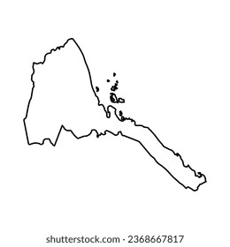 Vector Illustration of Outline Map of Eritrea in black with Transparent background (PNG).
