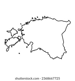 Vector Illustration of Outline Map of Estonia in black with Transparent background (PNG).