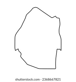 Vector Illustration of Outline Map of Eswatini in black with Transparent background (PNG).