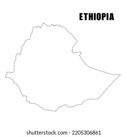 Vector illustration of outline map of Ethiopia. High-detail border map. Silhouette of a country map isolated on a white background. Map for infographic and geographic information.