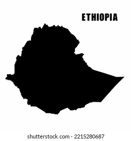 Ilustración vectorial del mapa esquemático de Etiopía. Mapa de borde de alto detalle. Silhouette de un mapa del país aislado en un fondo blanco. Mapa para información infográfica y geográfica.