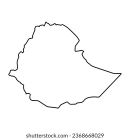 Vector Illustration of Outline Map of Ethiopia in black with Transparent background (PNG).