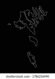 vector illustration of Outline Map of Faeroe Islands on Black background