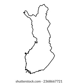 Vector Illustration of Outline Map of Finland in black with Transparent background (PNG).