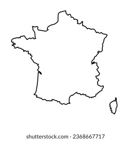 Vector Illustration of Outline Map of French in black with Transparent background (PNG).