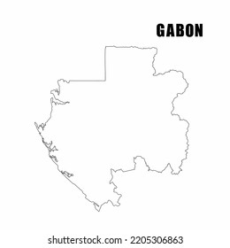 Vector illustration of outline map of Gabon. High-detail border map. Silhouette of a country map isolated on a white background. Map for infographic and geographic information.