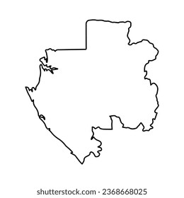 Vector Illustration of Outline Map of Gabon in black with Transparent background (PNG).