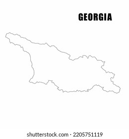 Vector illustration of outline map of Georgia. High-detail border map. Silhouette of a country map isolated on a white background. Map for infographic and geographic information.