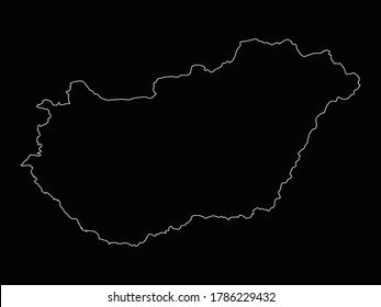 vector illustration of Outline Map of Hungary on Black background