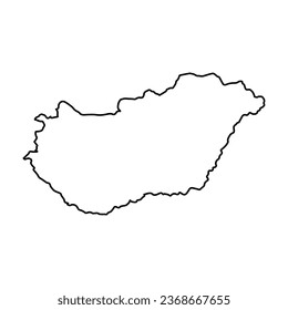 Vector Illustration of Outline Map of Hungary in black with Transparent background (PNG).