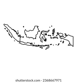Vector Illustration of Outline Map of Indonesia in black with Transparent background (PNG).