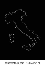 Vektorgrafik der Übersicht über Italien auf schwarzem Hintergrund
