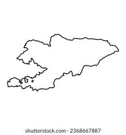 Vector Illustration of Outline Map of Kyrgyzstan in black with Transparent background (PNG).