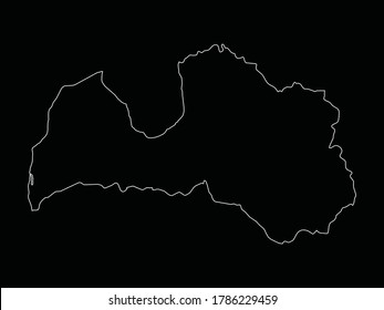 Vektorgrafik der Übersicht über Lettland auf schwarzem Hintergrund