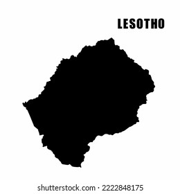 Ilustración vectorial del mapa esquemático de Lesotho. Mapa de borde de alto detalle. Silhouette de un mapa del país aislado en un fondo blanco. Mapa para información infográfica y geográfica.