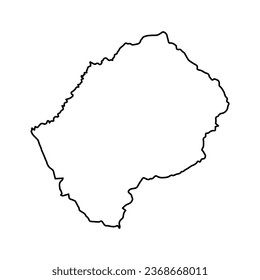 Vector Illustration of Outline Map of Lesotho in black with Transparent background (PNG).