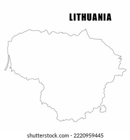 Vector illustration of outline map of Lithuania. High-detail border map. Silhouette of a country map isolated on a white background. Map for infographic and geographic information.