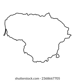 Vector Illustration of Outline Map of Lithuania in black with Transparent background (PNG).