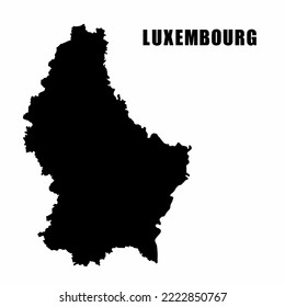 Vector illustration of outline map of Luxembourg. High-detail border map. Silhouette of a country map isolated on a white background. Map for infographic and geographic information.