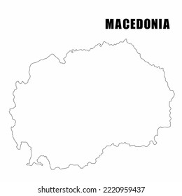 Vector illustration of outline map of Macedonia. High-detail border map. Silhouette of a country map isolated on a white background. Map for infographic and geographic information.