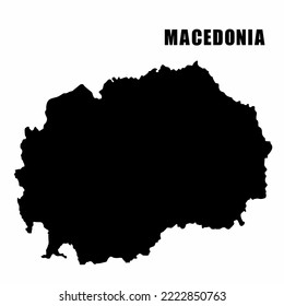 Vector illustration of outline map of Macedonia. High-detail border map. Silhouette of a country map isolated on a white background. Map for infographic and geographic information.