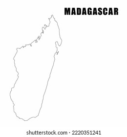 Vector illustration of outline map of Madagascar. High-detail border map. Silhouette of a country map isolated on a white background. Map for infographic and geographic information.
