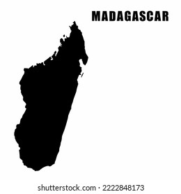 Ilustración vectorial del mapa esquemático de Madagascar. Mapa de borde de alto detalle. Silhouette de un mapa del país aislado en un fondo blanco. Mapa para información infográfica y geográfica.