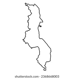Vector Illustration of Outline Map of Malawi in black with Transparent background (PNG).