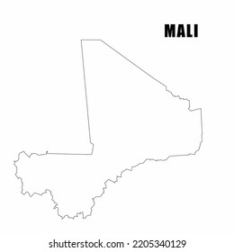 Vector illustration of outline map of Mali. High-detail border map. Silhouette of a country map isolated on a white background. Map for infographic and geographic information.