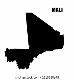 Vector illustration of outline map of Mali. High-detail border map. Silhouette of a country map isolated on a white background. Map for infographic and geographic information.