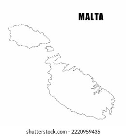 Ilustración vectorial del mapa esquemático de Malta. Mapa de borde de alto detalle. Silhouette de un mapa del país aislado en un fondo blanco. Mapa para información infográfica y geográfica.