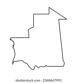 Ilustración vectorial del mapa esquemático de Mauritania en negro con fondo transparente (PNG).