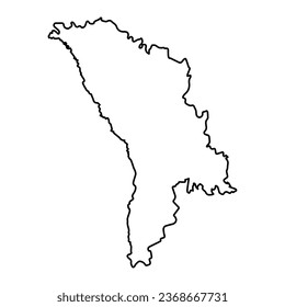 Vector Illustration of Outline Map of Moldova in black with Transparent background (PNG).