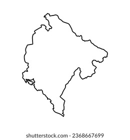 Vector Illustration of Outline Map of Montenegro in black with Transparent background (PNG).