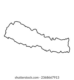 Vector Illustration of Outline Map of Nepal in black with Transparent background (PNG).