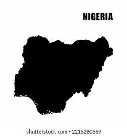 Vector illustration of outline map of Nigeria. High-detail border map. Silhouette of a country map isolated on a white background. Map for infographic and geographic information.