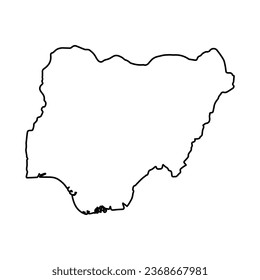 Vector Illustration of Outline Map of Nigeria in black with Transparent background (PNG).
